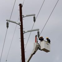 EKPC Davit 3 install grey bells lineman bucket steel pole